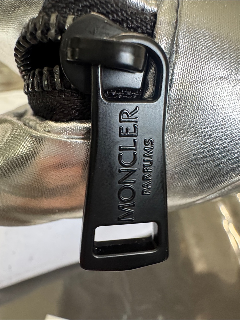 Moncler Metallic Silver Quilted Wristlet Clutch - Picture 4 of 5